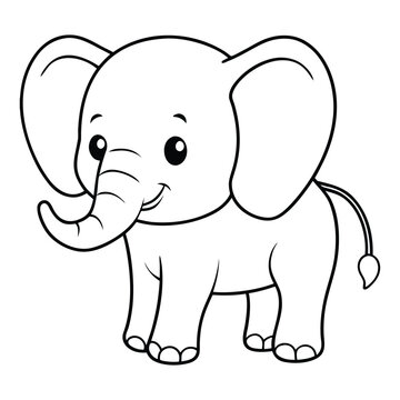 Doodle elephant outline simple cartoon