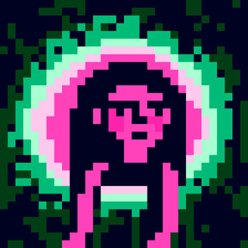 pixel art girl, character, icon, illustration for game dev, print and graphic design.