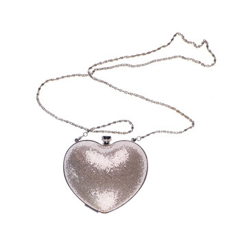 Silver heart handbag purse isolated on white background