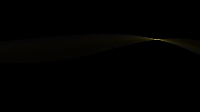 Abstract Golden Silk Ribbon Loop Flowing on Black Background