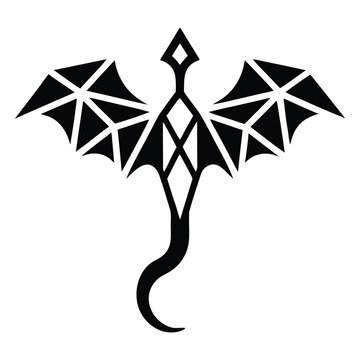 Geometric logo design of a black dragon