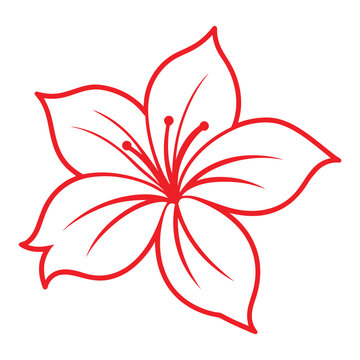 Elegant Hibiscus Flower Line Art Vector Illustration Design