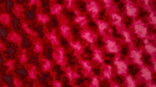 An abstract red and pink background featuring a continuous looping pattern of blurred dark shapes.