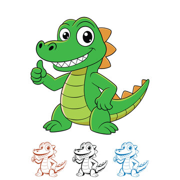 Cheerful Cartoon Crocodile Giving Thumbs Up