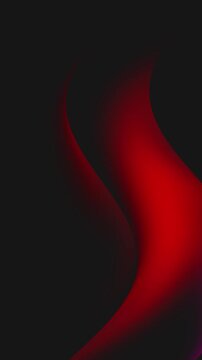 Abstract red waves flowing on dark background. Vertical animation background