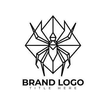 Geometric Spider Line Art Logo Vector Illustration