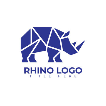 Polygonal rhinoceros head facing left icon with rhinoceros geometric wildlife