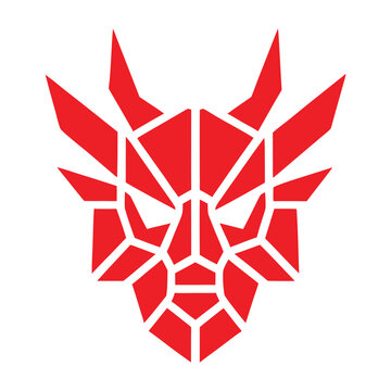 Dragon head geometric polygonal logo vector icon design template