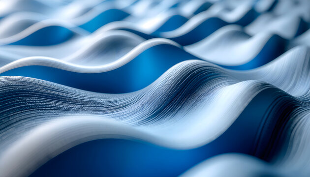 Abstract Blue Waves Forming Dynamic Fluid Environment.Web Banner.