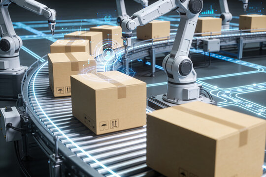 Futuristic Warehouse and AI Driven Supply Chain Concept