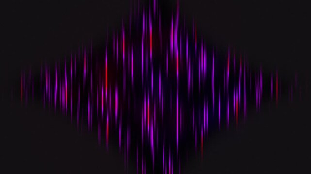 Abstract glowing neon purple and red streaks on dark background. Digital light trail effect animation
