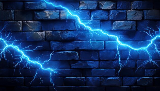 blue lightning effects on a dark stone wall