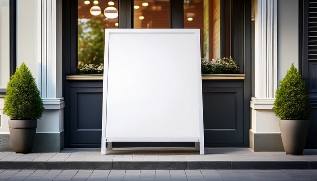 blank white storefront signboard perfect for shop logo cafe name or boutique branding mockup