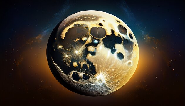 close up shot of the moon generative ai