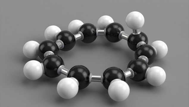 Molecular chemistry model of cyclic alkene molecule structure