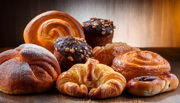 close up of different baked pastries