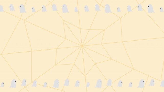 Cute Halloween Ghosts and Spider Web Seamless Background Loop