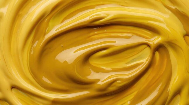 Yellow creamy abstract texture background, paint swirl, background glossy, vibrant fluid, close up artistic, surface colorful,