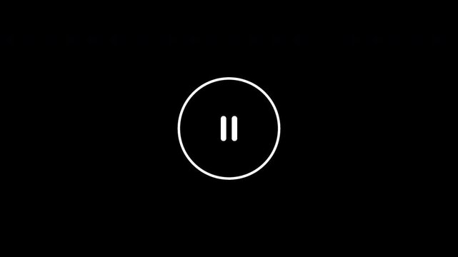 Countdown play pause button animated icon with circular progress timer circle loop on transparent background
