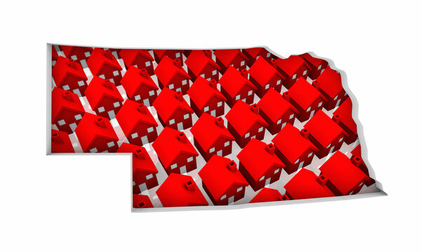 Nebraska NE State Map Homes Houses Construction New Neighborhoods Suburbs 3d Illustration