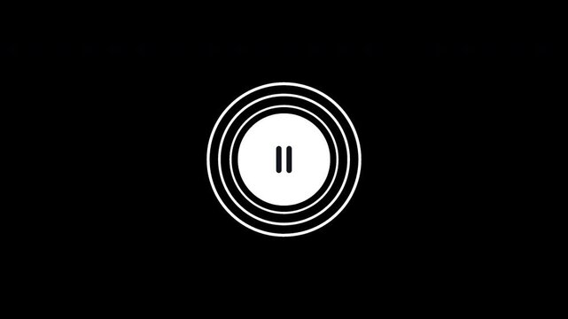 Play pause button animated icon with pulse effect sound wave music media player symbol loop on transparent background