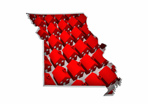 Missouri MO State Map Homes Houses Construction New Neighborhoods Suburbs 3d Illustration