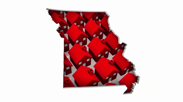 Missouri MO State Map Homes Houses Construction New Neighborhoods Suburbs 3d Animation
