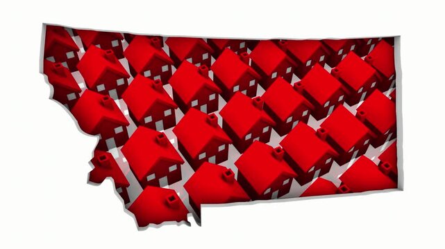 Montana MT State Map Homes Houses Construction New Neighborhoods Suburbs 3d Animation