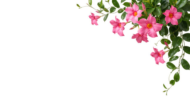 Pink mandevilla flowers isolated on transparent background