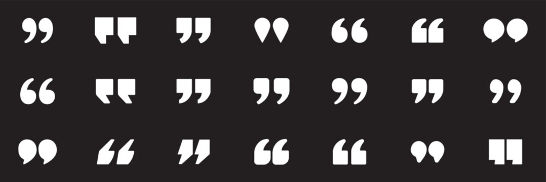 Quotation mark symbol vector illustration collection isolated on white. Dialogue, opinion, message, comment punctuation. Apostrophe, Parenthesis, and Speech Quote Symbols. quotation mark double quote 