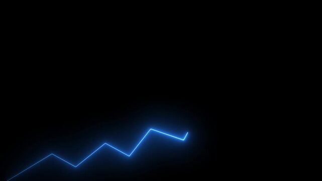Market Recovery Concept. Successful growth trend blue line graph going Up.Abstract neon line arrow down business graph.on alpha transparent background.