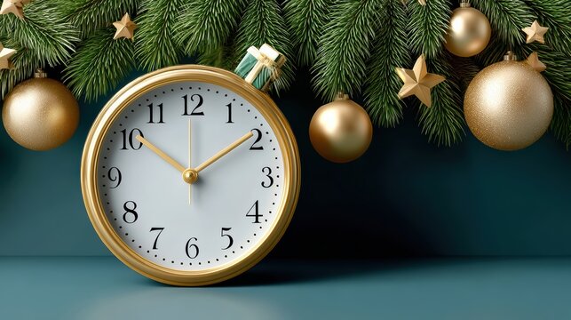 Midnight countdown clock with glowing star lights