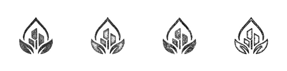 Obraz premium Sketch black and white resort development company logo design set