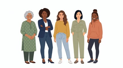 Fototapeta premium Diverse group of women standing together representing unity and strength