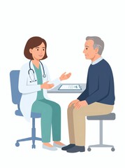 Obraz premium Doctor consulting with an elderly male patient in a medical office