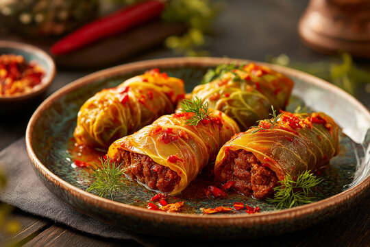 Authentic Bulgarian Halal Sarmi with Savory Meat and Rice Filling