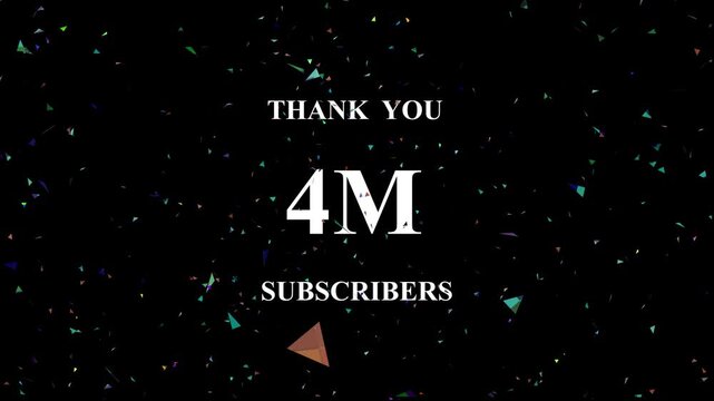 Celebratory milestone subscriber count animation sparkle confetti background dynamic digital visuals four