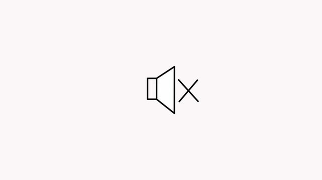 Mute, silent, silence speaker animated icon for music sound control settings, audio, speaker volume, entertainment, media player technology and other. 4K video with alpha channel background