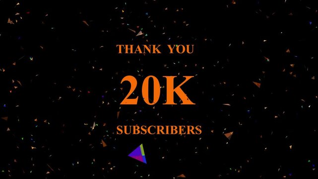 Celebratory 20 thousand subscriber milestone confetti explosion orange textured background dynamic