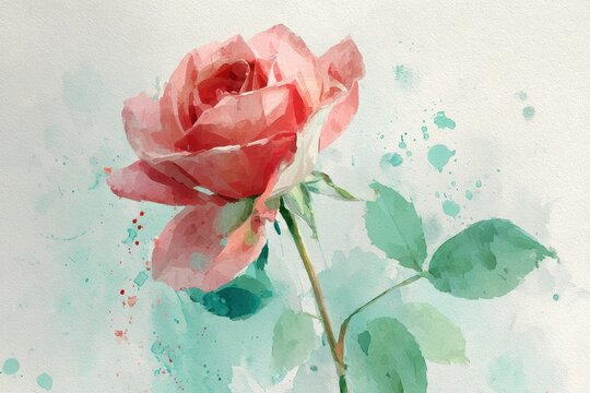Soft pastel rose illustration with bold splash textures