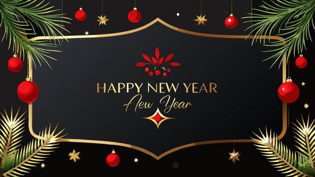 Elegant Black and Gold Happy New Year Celebration Background