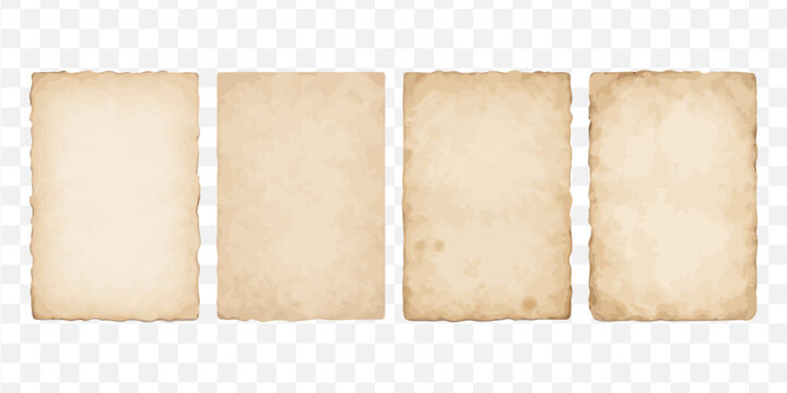 Vintage antique old paper sheets with ripped edges. The texture of vintage paper or parchment