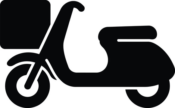 Silhouette vector scooter transport icon for express food delivery design