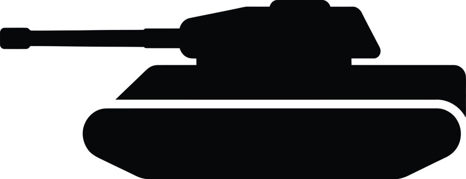 Silhouette vector tank illustration for military combat vehicle warfare design