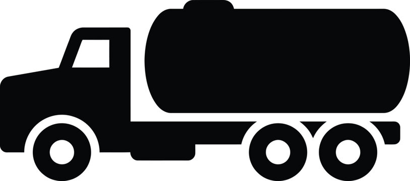 Silhouette vector tanker truck transport icon for industrial commercial design