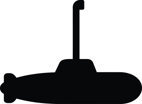 Silhouette vector underwater naval submarine craft icon flat graphic design