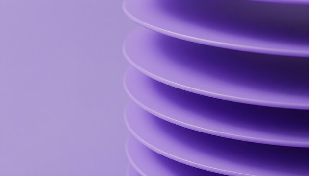 Abstract purple stacked discs with smooth curves and soft lighting