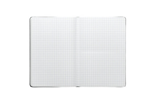 Large open squared notebook with blank grid pages
