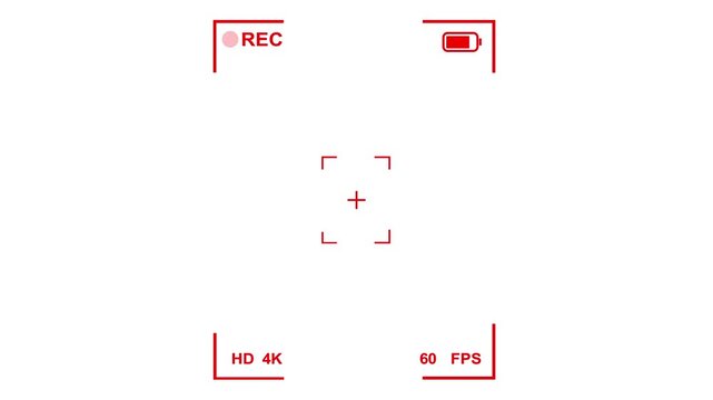 Camera phone recording screen overlay animation vertical with alpha channel.  white 4K Video Overlay
