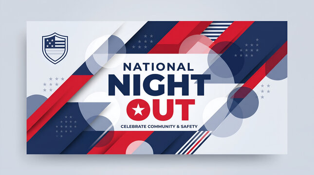 Modern National Night Out Abstract Patriotic Vector Banner